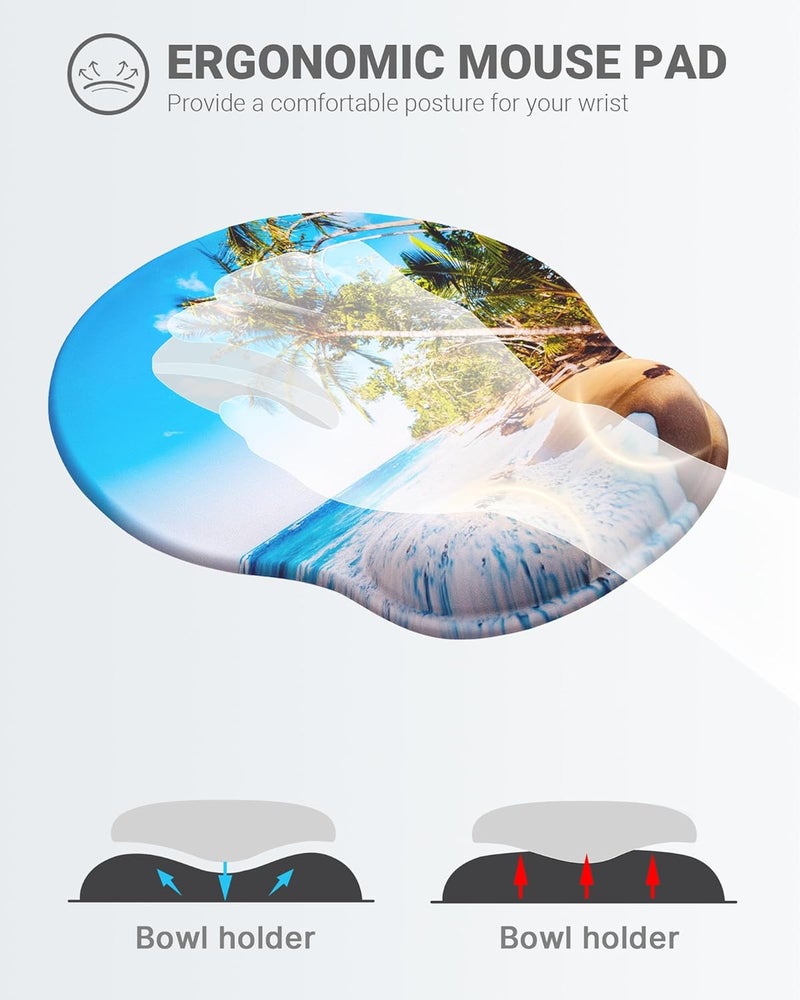 Laborio Ergonomic Mouse Pad Wrist Support, Comfortable Mouse Pad Wrist Rest, Relieve Wrist Pain Gel Mouse pad, Non-Slip Rubber Base Mousepad for Laptop, Computer(Beach) - Image 2